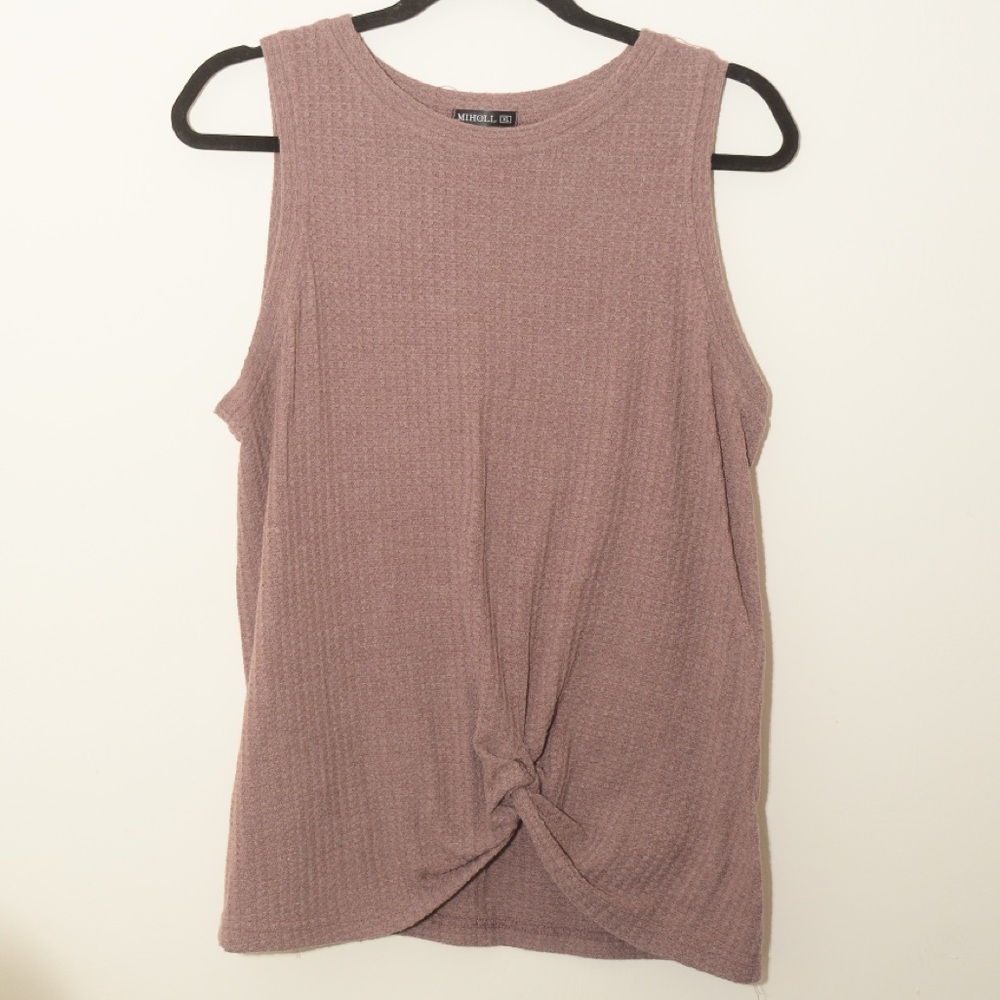 Dusty Rose Waffle Knit Tank Top by Miholl